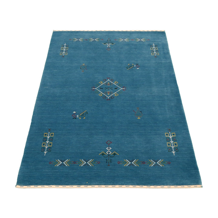 Blue Tribal Center Medallion Design Hand Loomed Wool Area Rug - The Rug Decor