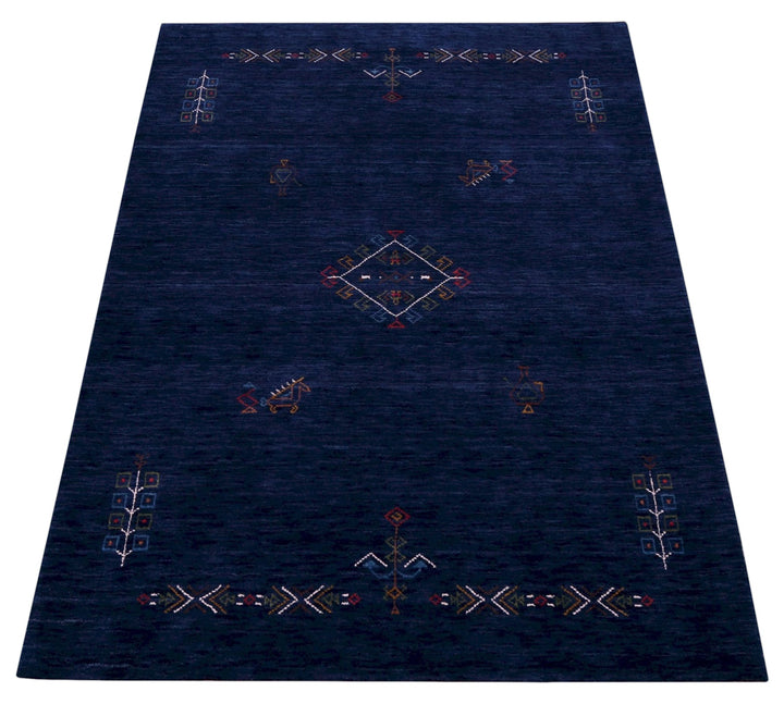 Blue Tribal Center Medallion Hand Loomed Wool Area Rug - The Rug Decor