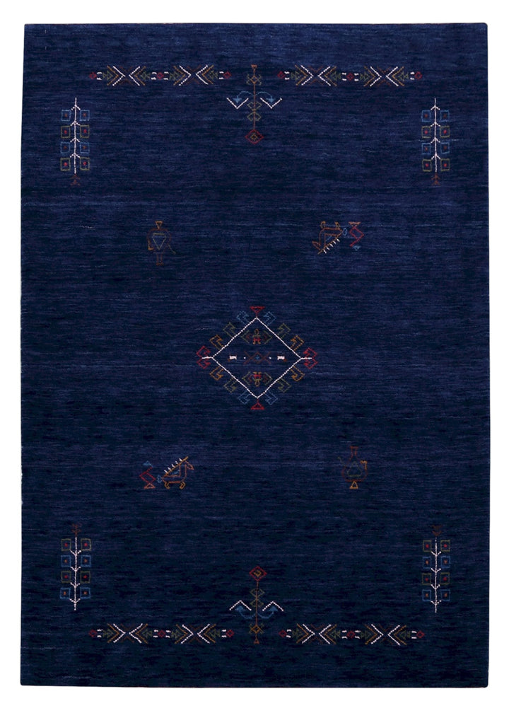 Blue Tribal Center Medallion Hand Loomed Wool Area Rug - The Rug Decor