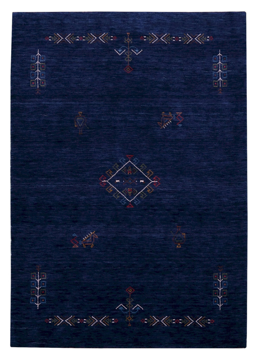 Blue Tribal Center Medallion Hand Loomed Wool Area Rug - The Rug Decor