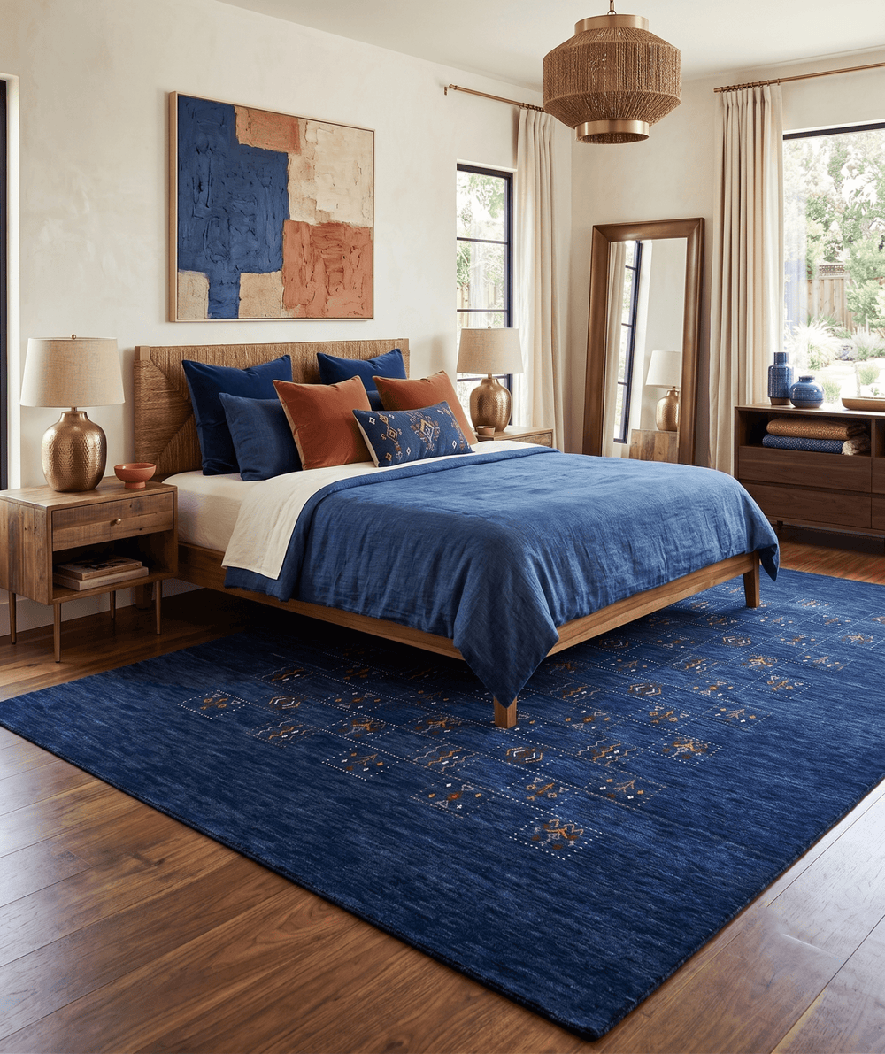 Blue Tribal Design Hand Loomed Wool Area Rug - The Rug Decor