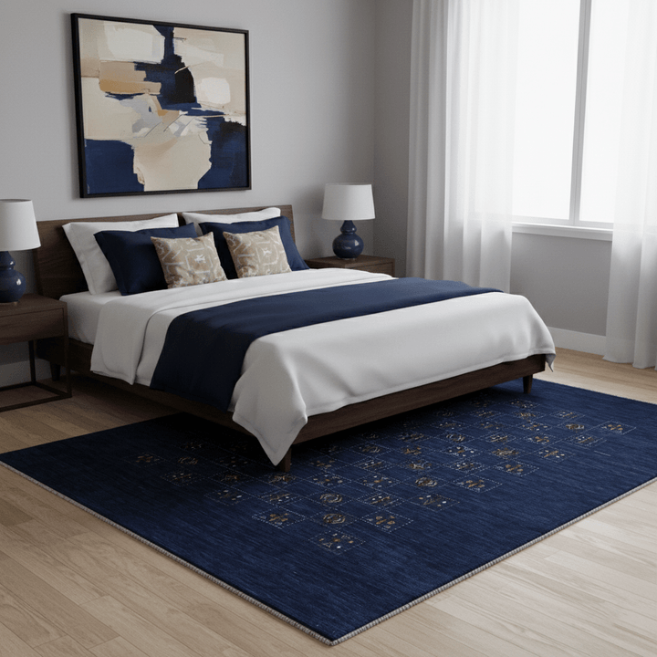 Blue Tribal Design Hand Loomed Wool Area Rug - The Rug Decor