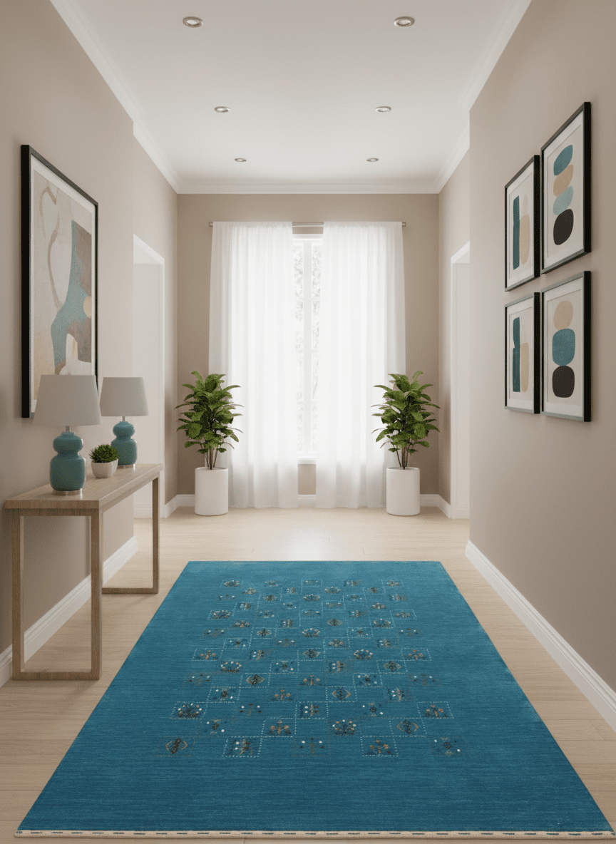 Blue Tribal Design Hand Loomed Wool Area Rug - The Rug Decor