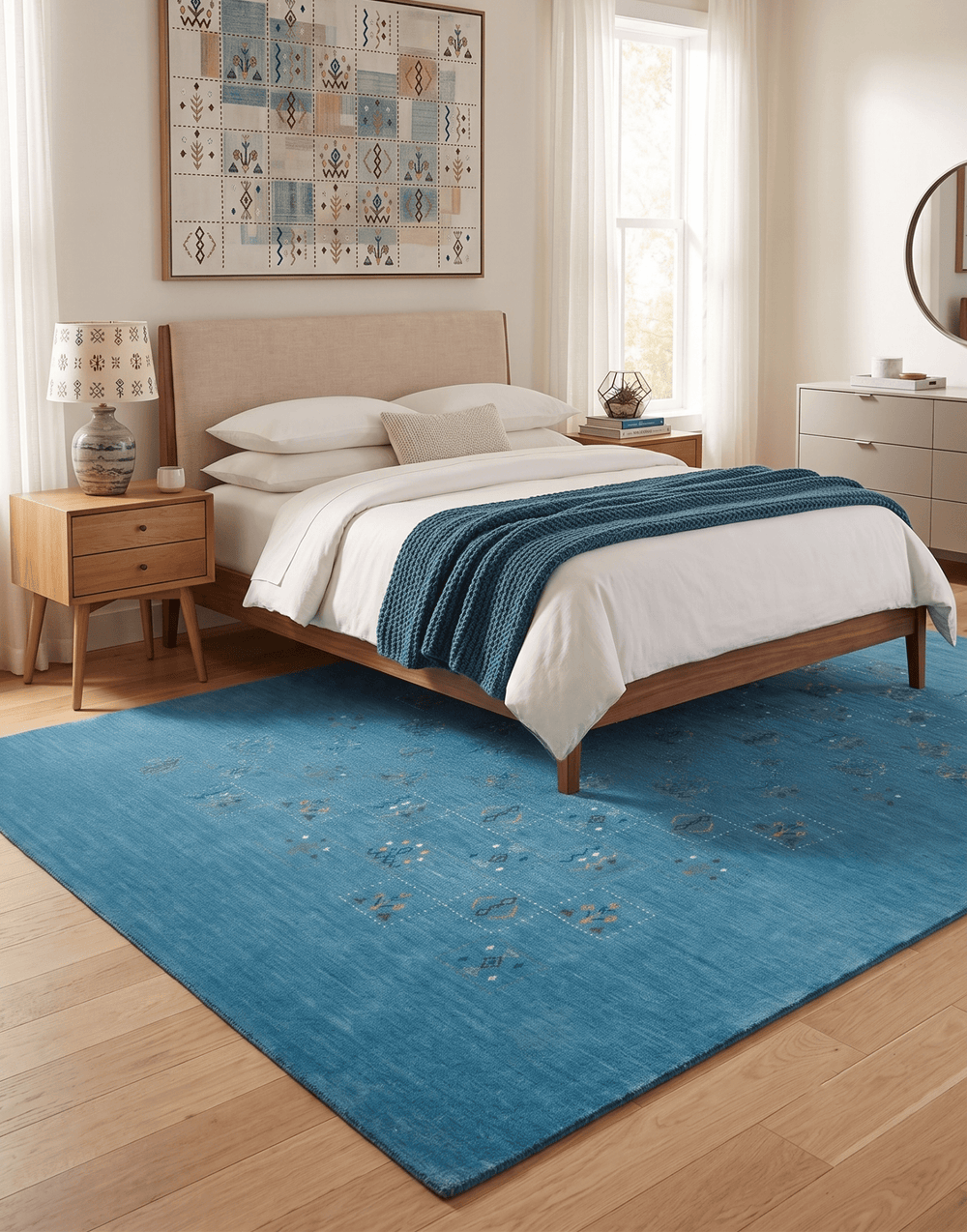 Blue Tribal Design Hand Loomed Wool Area Rug - The Rug Decor