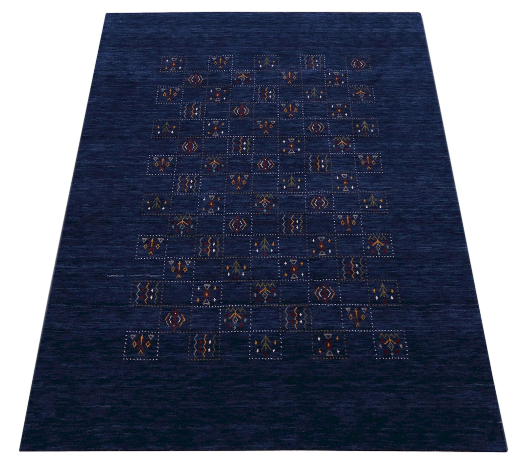 Blue Tribal Design Hand Loomed Wool Area Rug - The Rug Decor