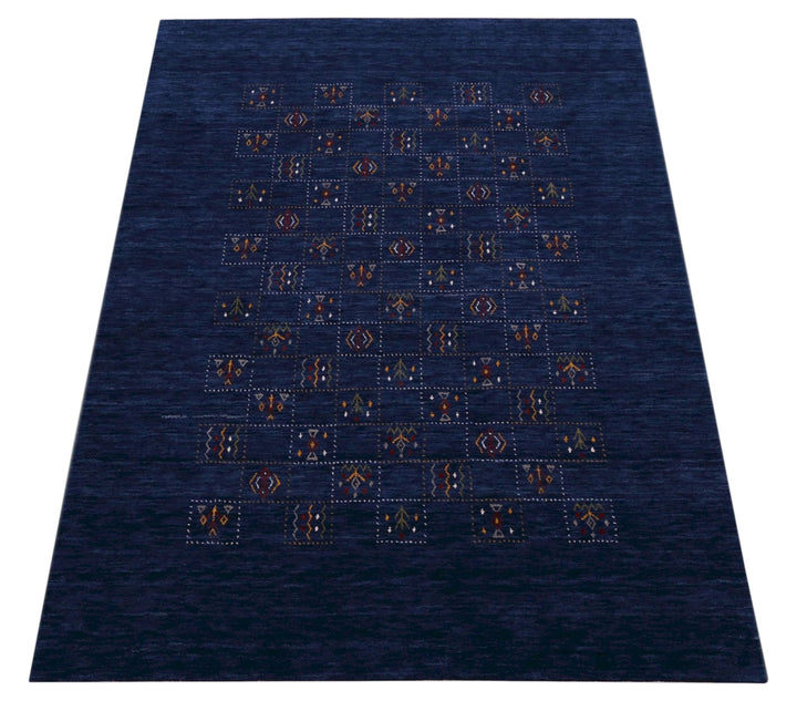 Blue Tribal Design Hand Loomed Wool Area Rug - The Rug Decor