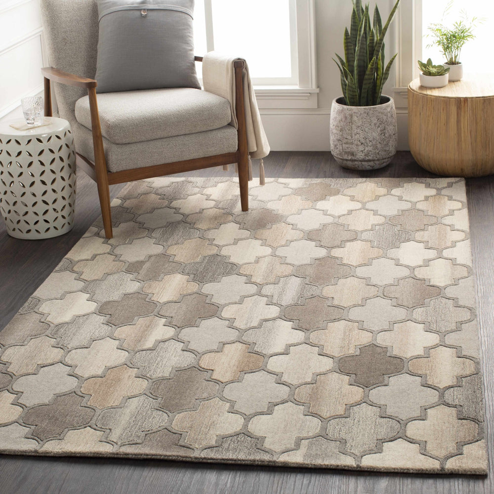 Bluffdale Modern Style Gray And Beige Hand Tufted Wool Area Rug - The Rug Decor