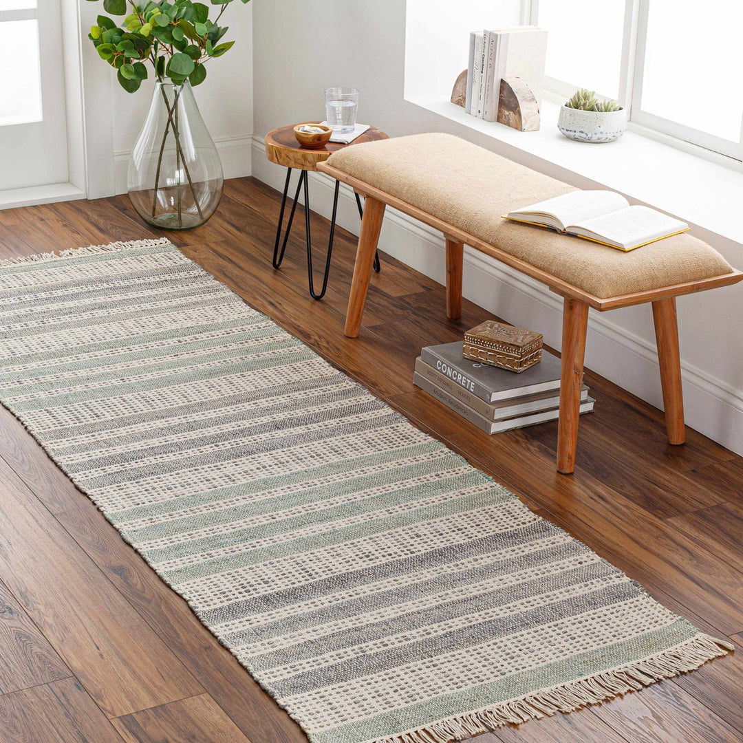 Bocana Modern Stripe Pattern Peach Hand Woven Jute Rug - The Rug Decor