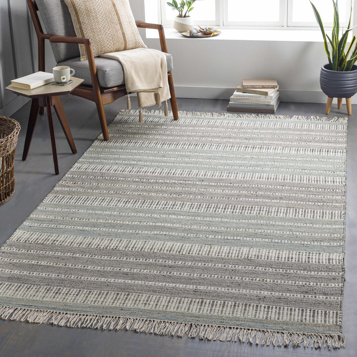 Bocana Modern Stripe Pattern Peach Hand Woven Jute Rug - The Rug Decor