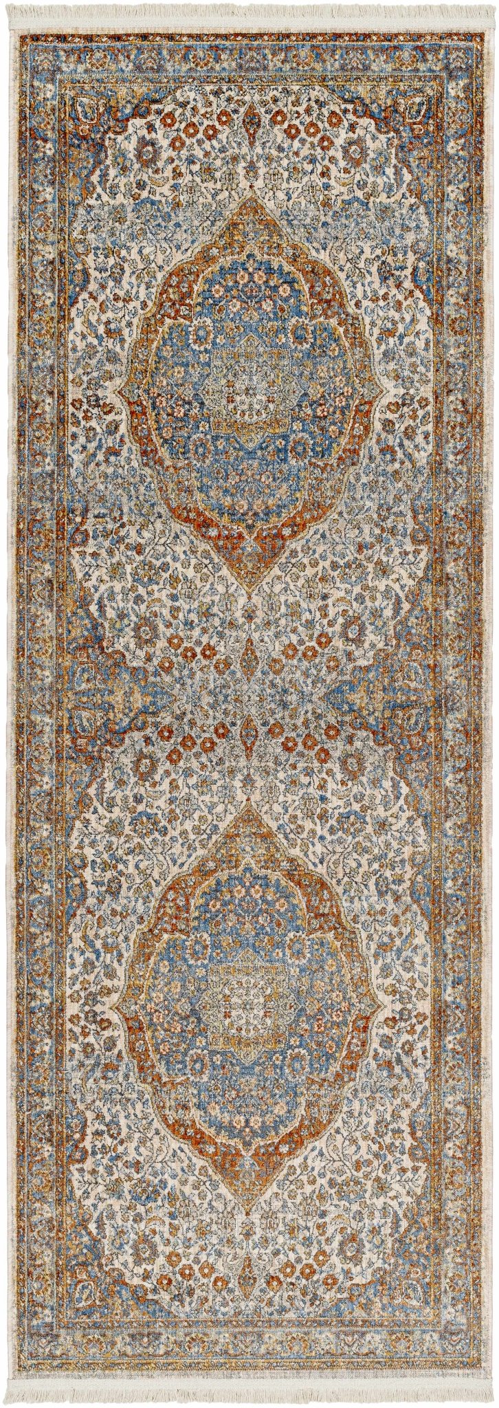 Bojan Traditional Medallion Rust And Blue Rug - The Rug Decor