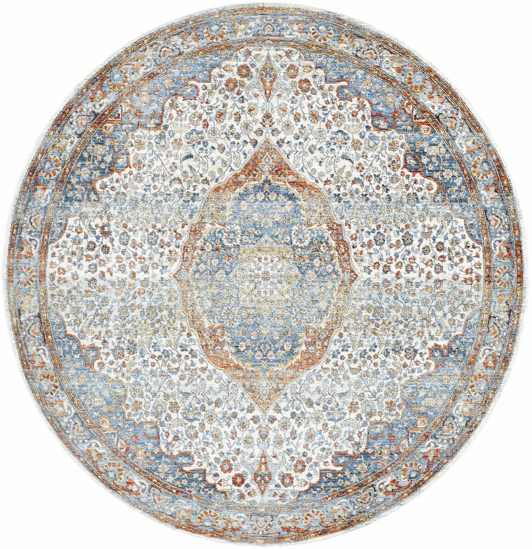 Bojan Traditional Medallion Rust And Blue Rug - The Rug Decor