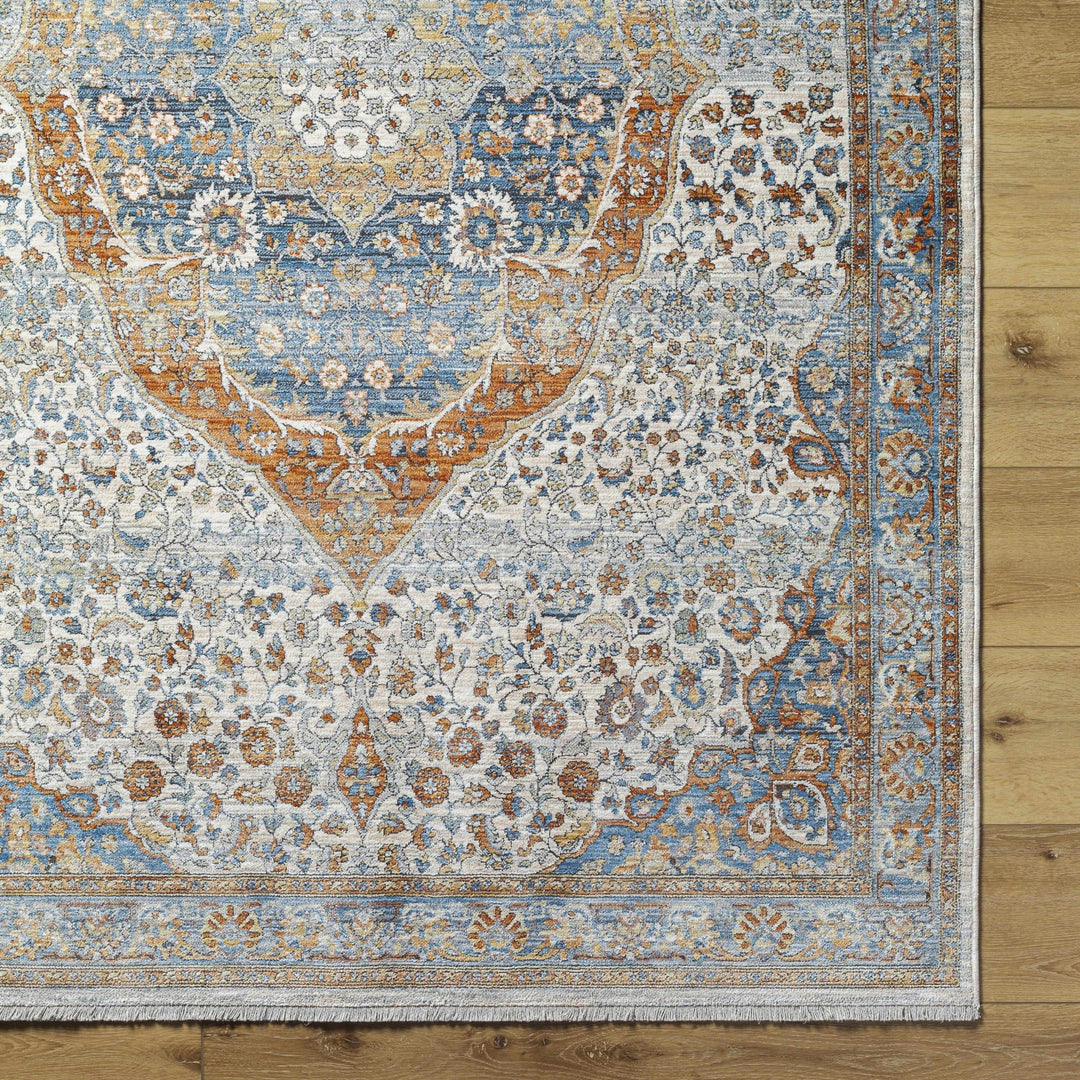 Bojan Traditional Medallion Rust And Blue Rug - The Rug Decor