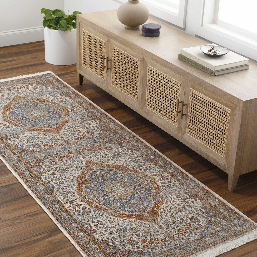 Bojan Traditional Medallion Rust And Blue Rug - The Rug Decor