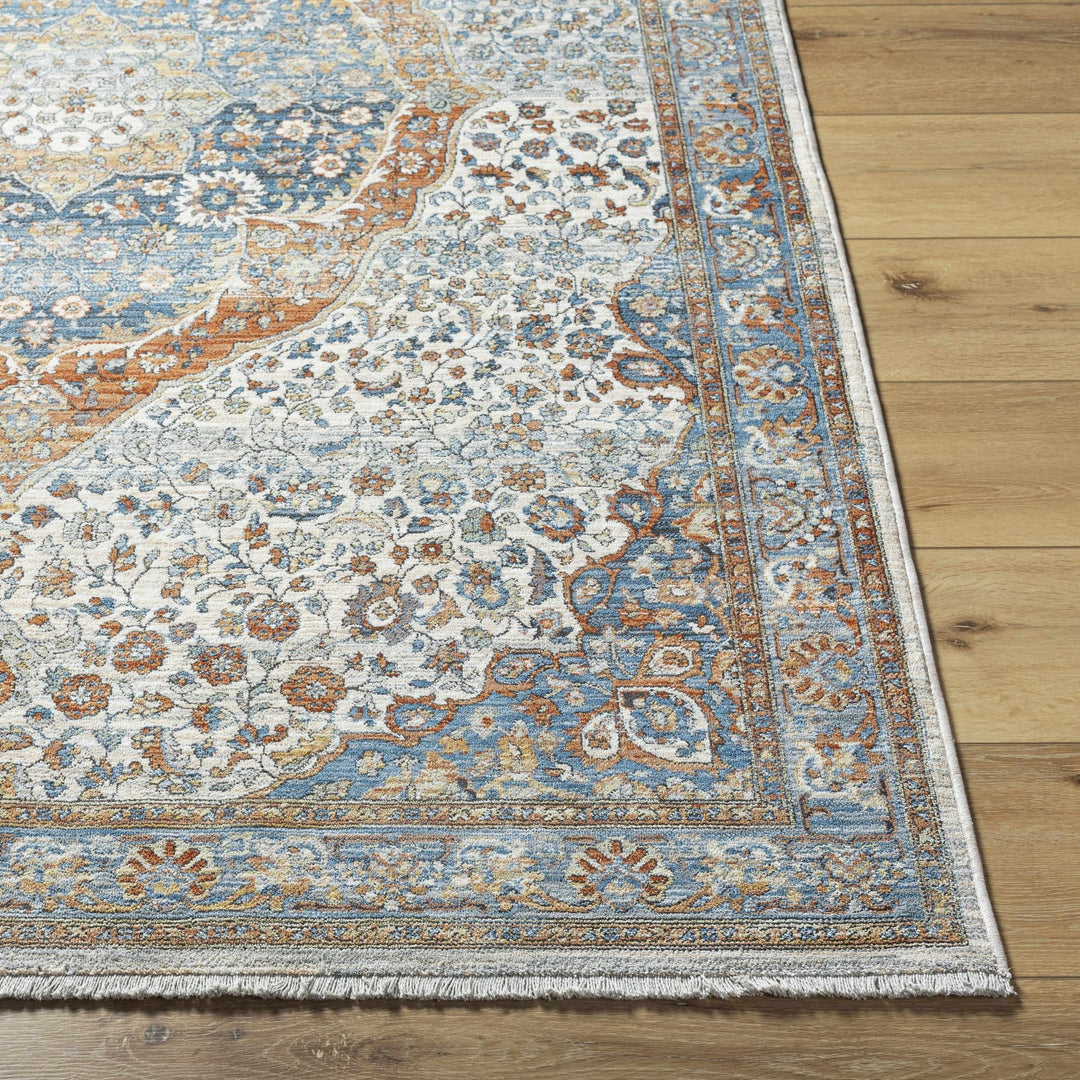 Bojan Traditional Medallion Rust And Blue Rug - The Rug Decor