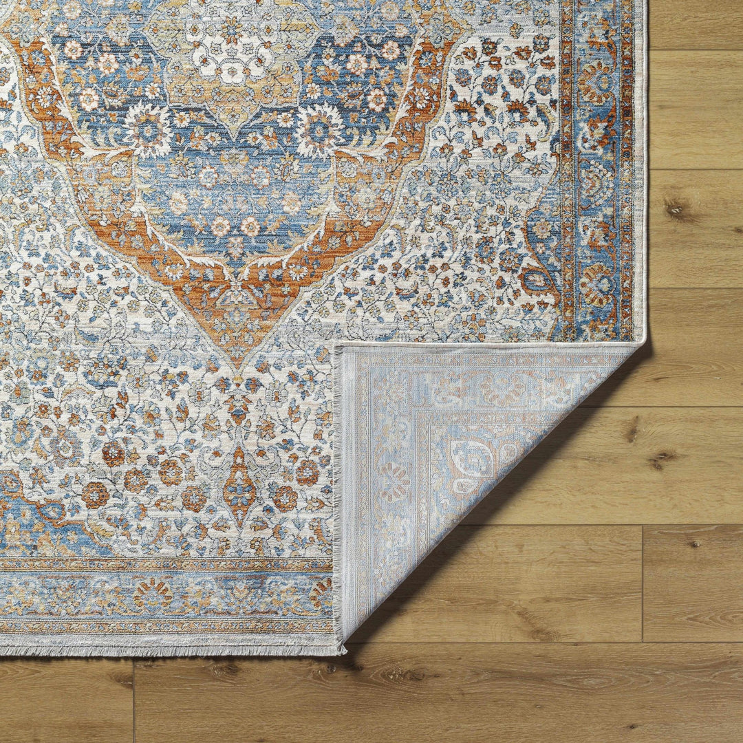 Bojan Traditional Medallion Rust And Blue Rug - The Rug Decor