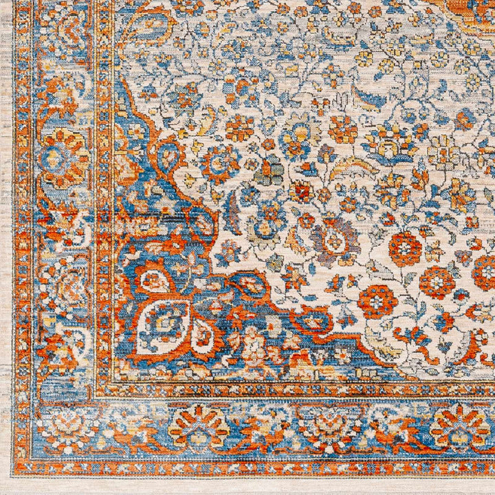 Bojan Traditional Medallion Rust And Blue Rug - The Rug Decor