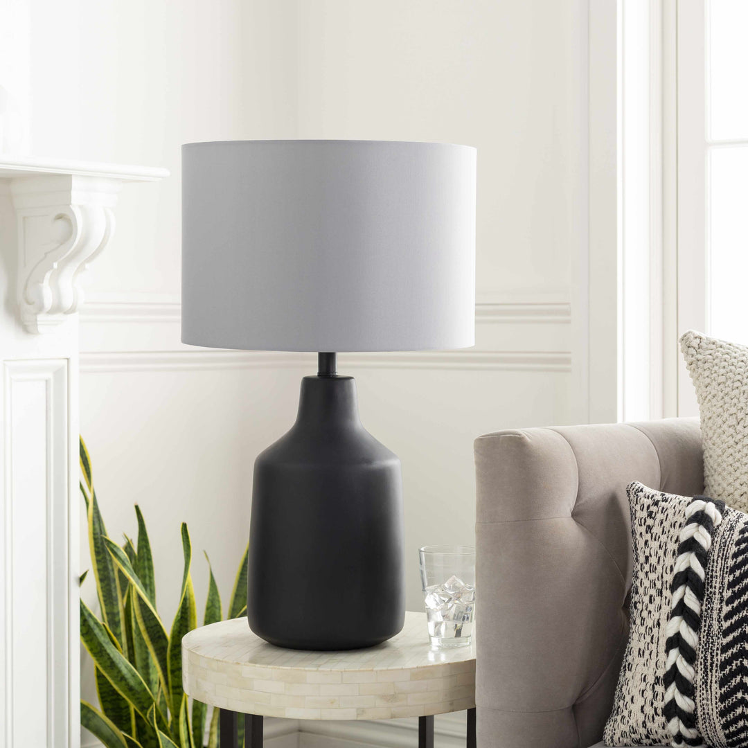 Boljoon Concrete Table Lamp – Traditional Accent Lighting with Linen Shade