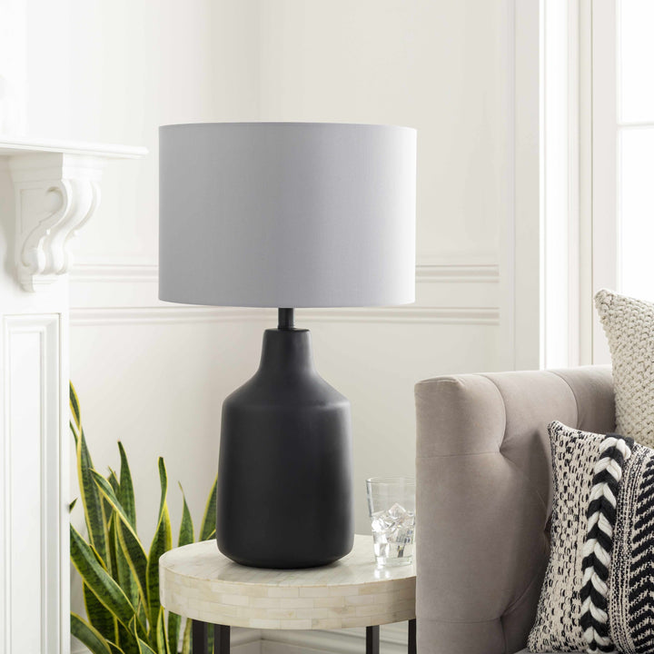 Boljoon Concrete Table Lamp – Traditional Accent Lighting with Linen Shade