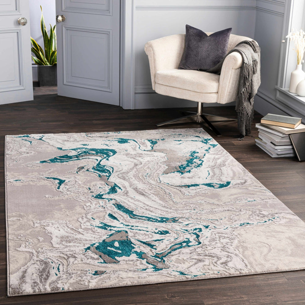 Bonville Modern Abstract Design Gray And Blue Area Rug - The Rug Decor