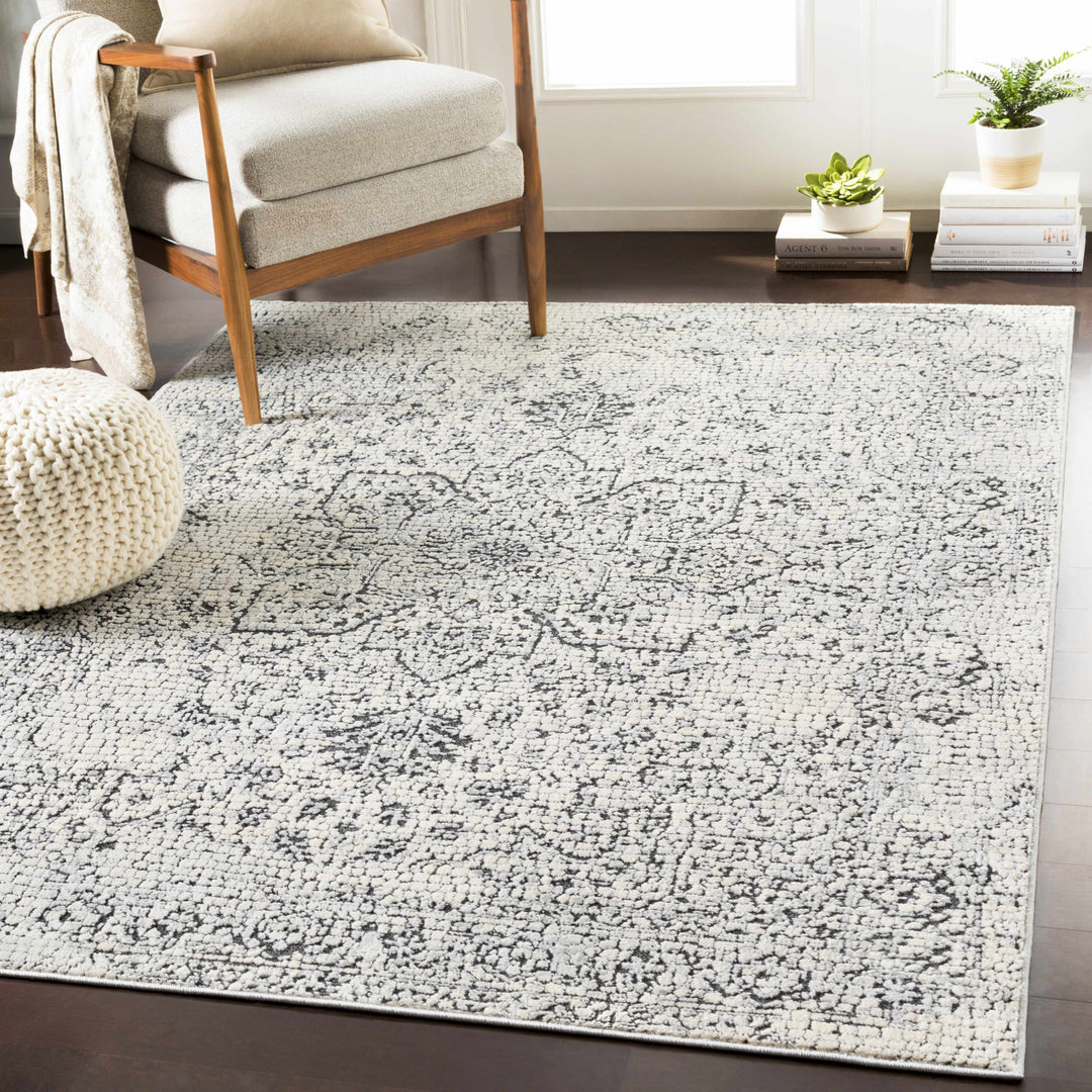 Bosphorus Ivory And Black Traditional Style Area Rug