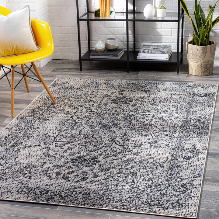 Bosphorus Ivory And Black Traditional Style Area Rug