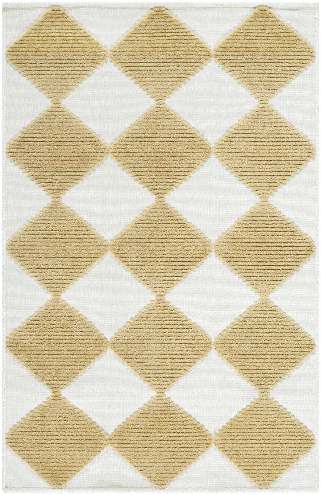 Bosley Modern Geometrical Camel And White Washable Rug - The Rug Decor
