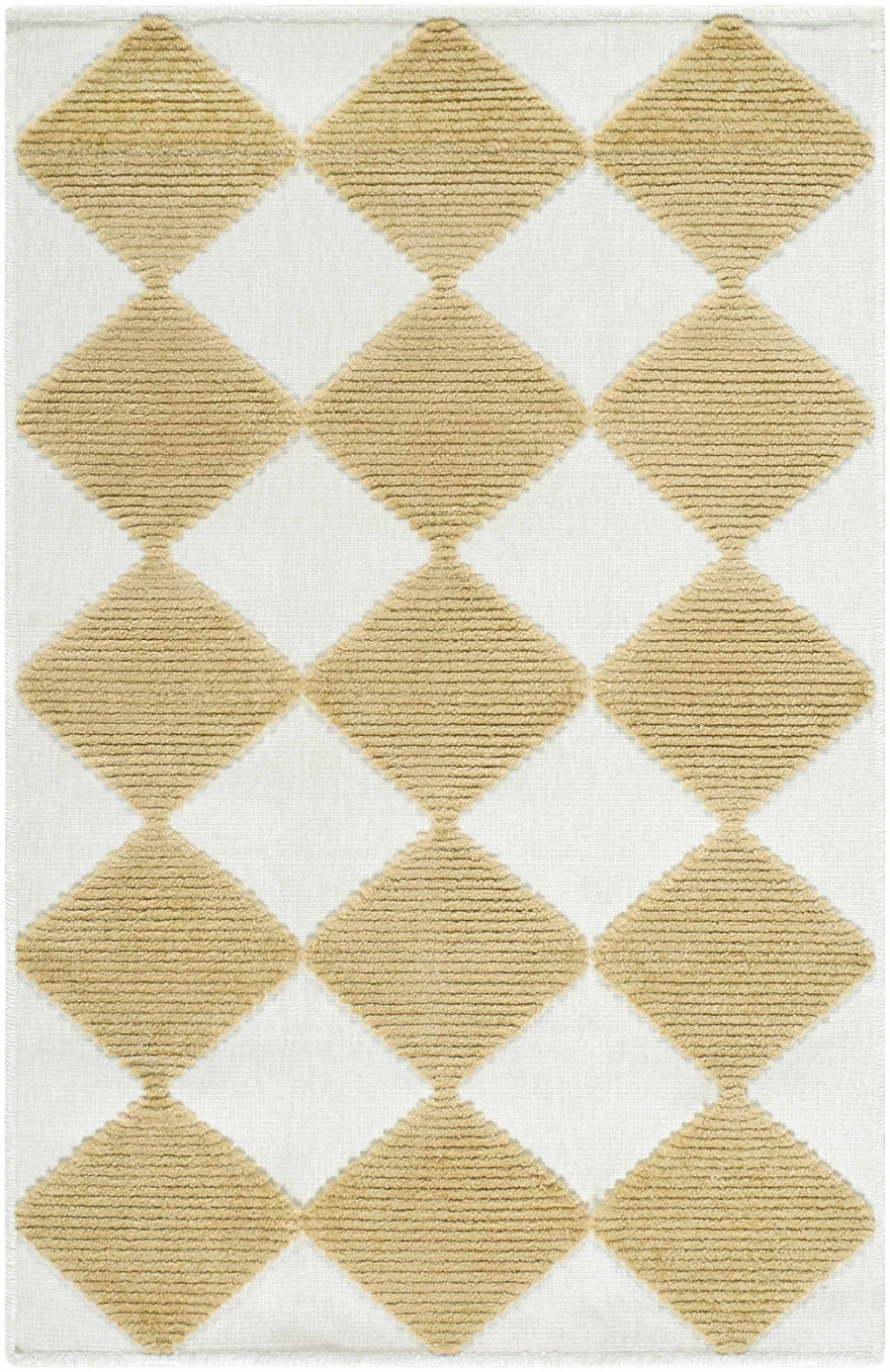 Bosley Modern Geometrical Camel And White Washable Rug - The Rug Decor
