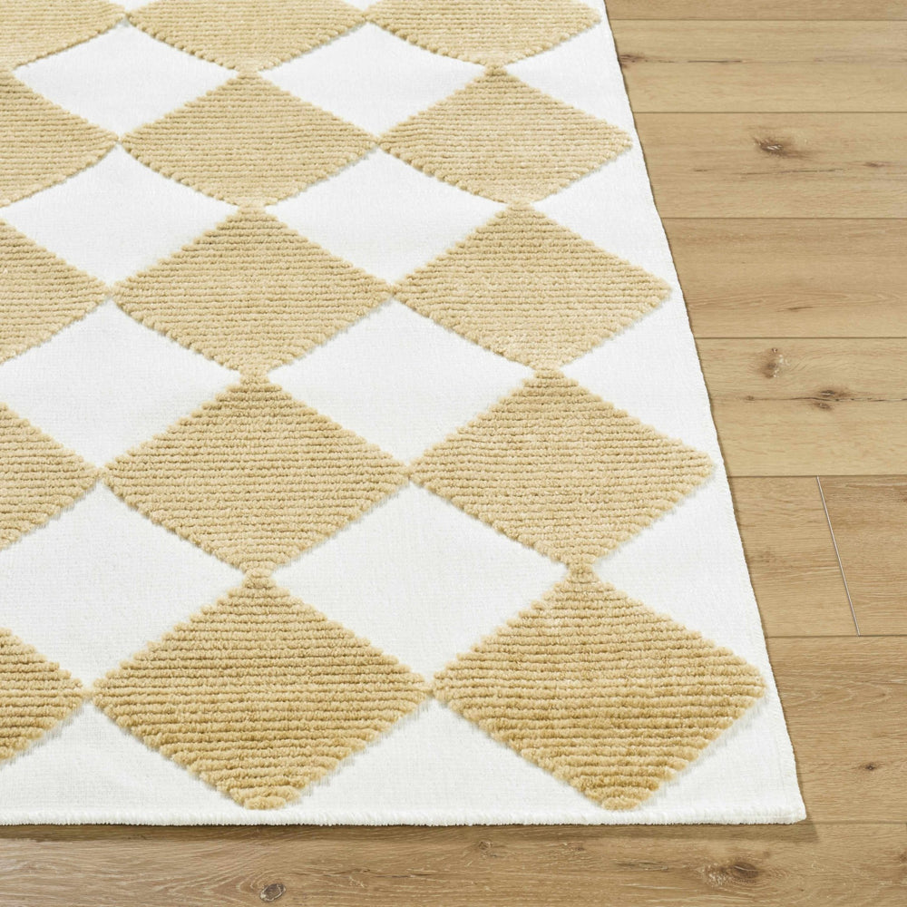 Bosley Modern Geometrical Camel And White Washable Rug - The Rug Decor