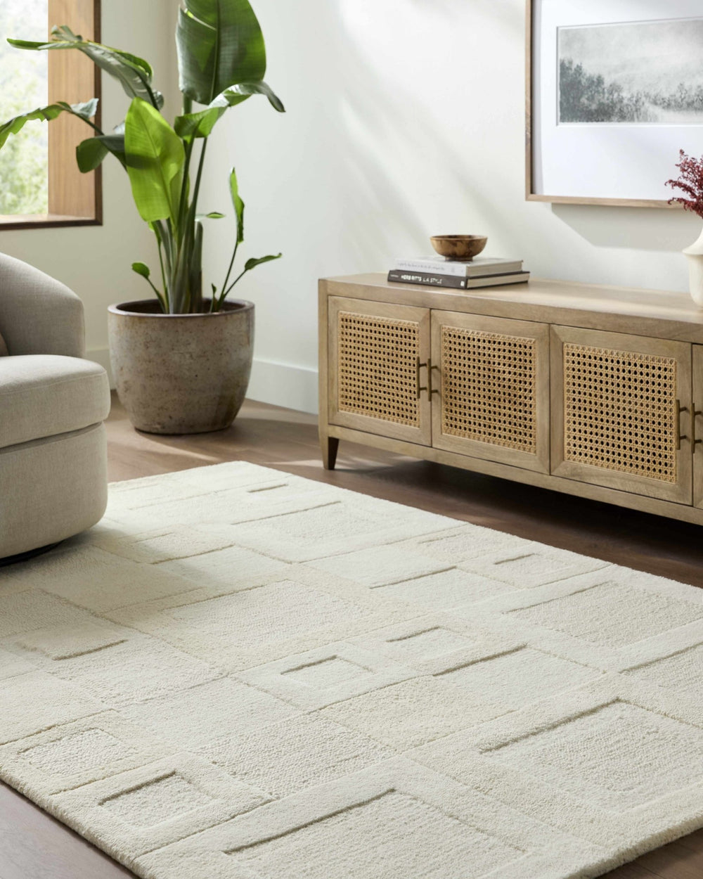 Botham Contemporary Geometrical Ivory Area Rug - The Rug Decor