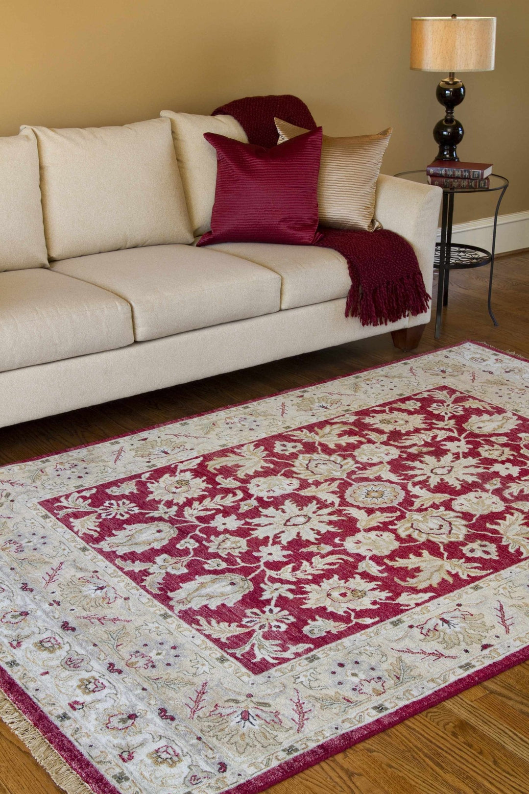Bouse Hand Knotted Red And Beige Traditional Floral Design Wool Area Rug - The Rug Decor