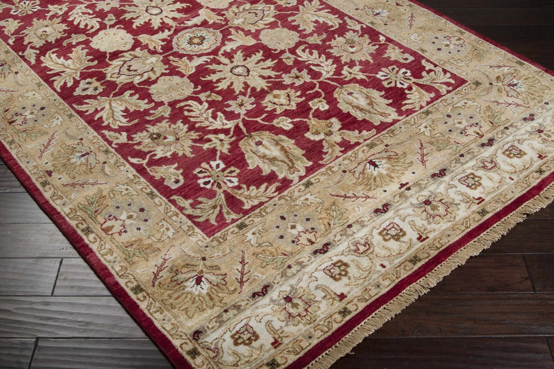 Bouse Hand Knotted Red And Beige Traditional Floral Design Wool Area Rug - The Rug Decor