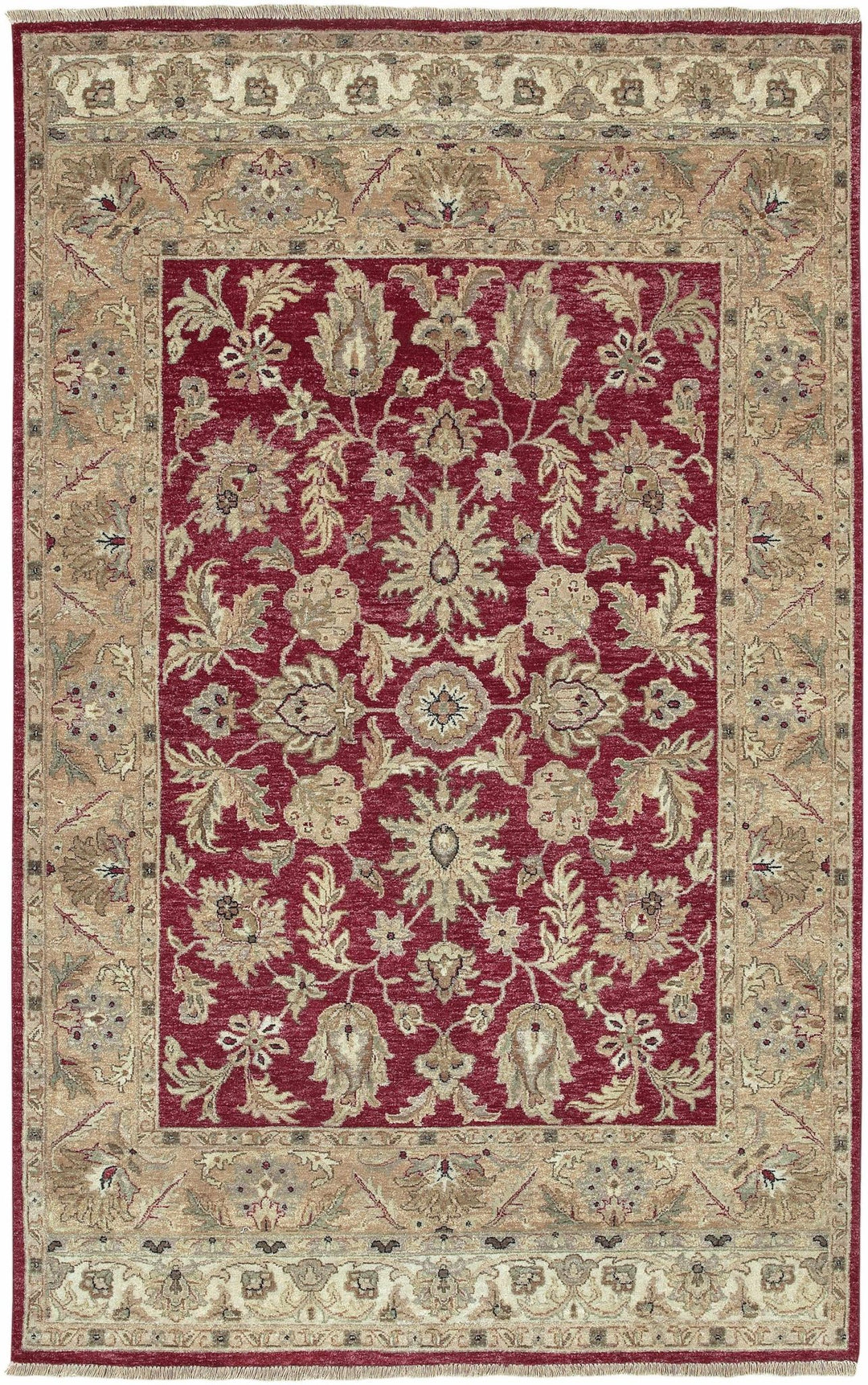 Bouse Hand Knotted Red And Beige Traditional Floral Design Wool Area Rug - The Rug Decor