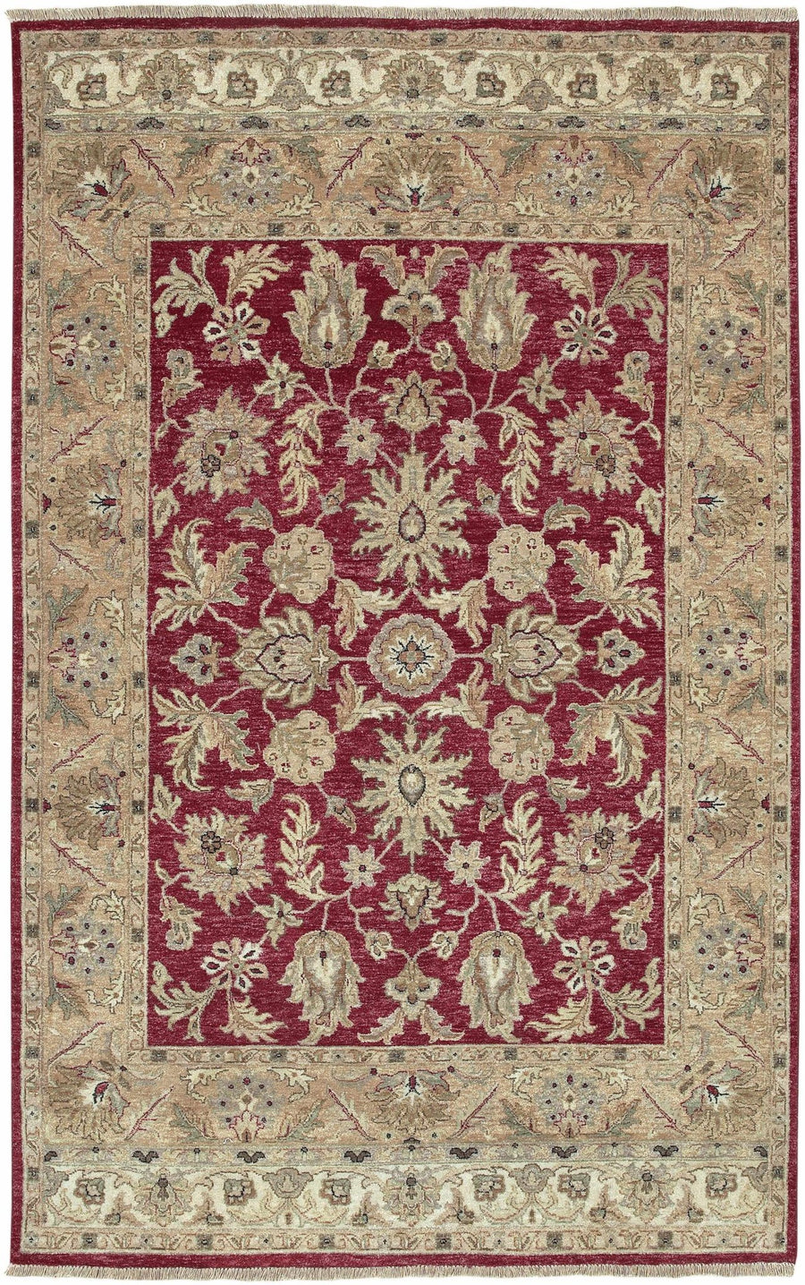 Bouse Hand Knotted Red And Beige Traditional Floral Design Wool Area Rug - The Rug Decor