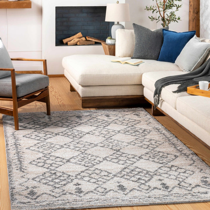 Bow Gray And Ivory Modern Geometrical Design Area Rug - The Rug Decor