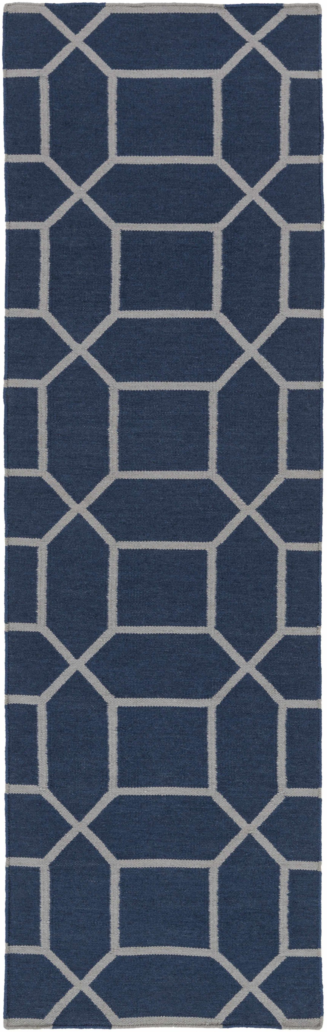 Bowdon  Modern Style Blue And Ivory Hand Woven Area Rug