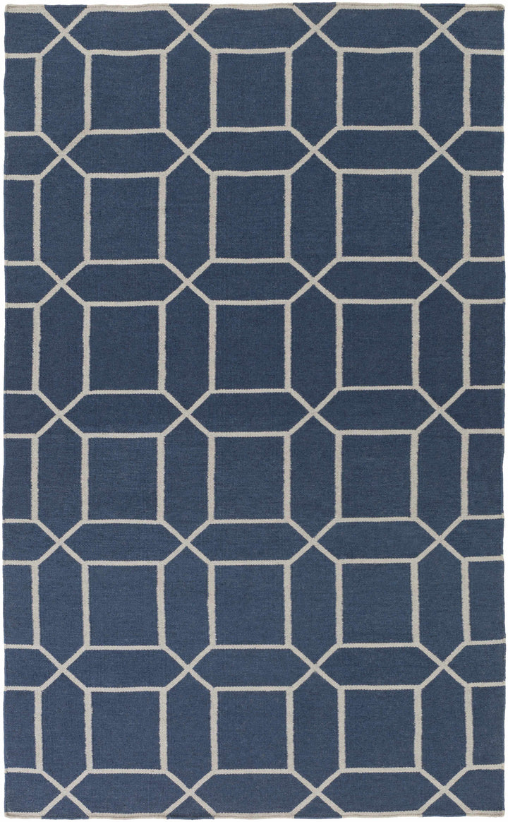 Bowdon  Modern Style Blue And Ivory Hand Woven Area Rug