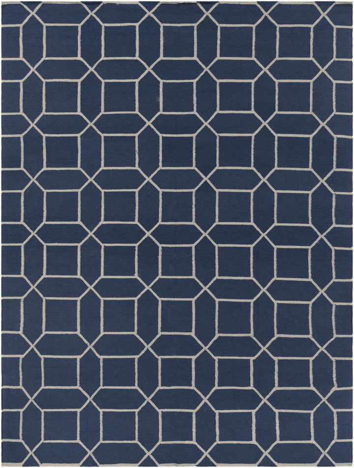 Bowdon  Modern Style Blue And Ivory Hand Woven Area Rug