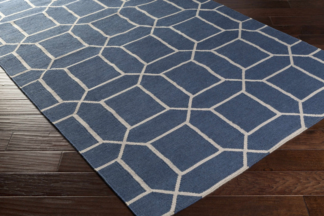 Bowdon Modern Style Blue And Ivory Hand Woven Area Rug - The Rug Decor