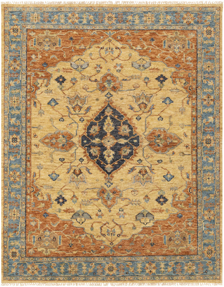 Bowlus Traditional Style Beige And Rust Hand Knotted Area Rug