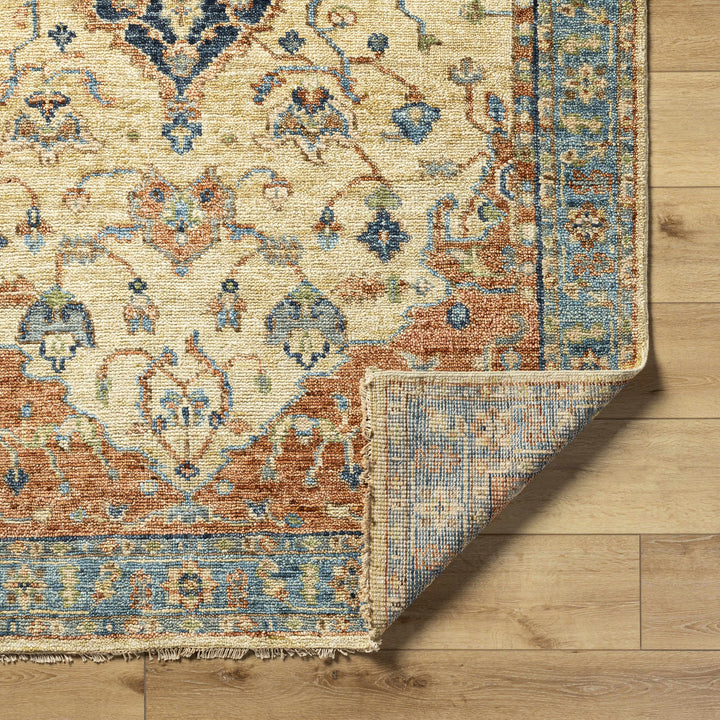 Bowlus Traditional Style Beige And Rust Hand Knotted Area Rug