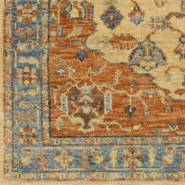 Bowlus Traditional Style Beige And Rust Hand Knotted Area Rug