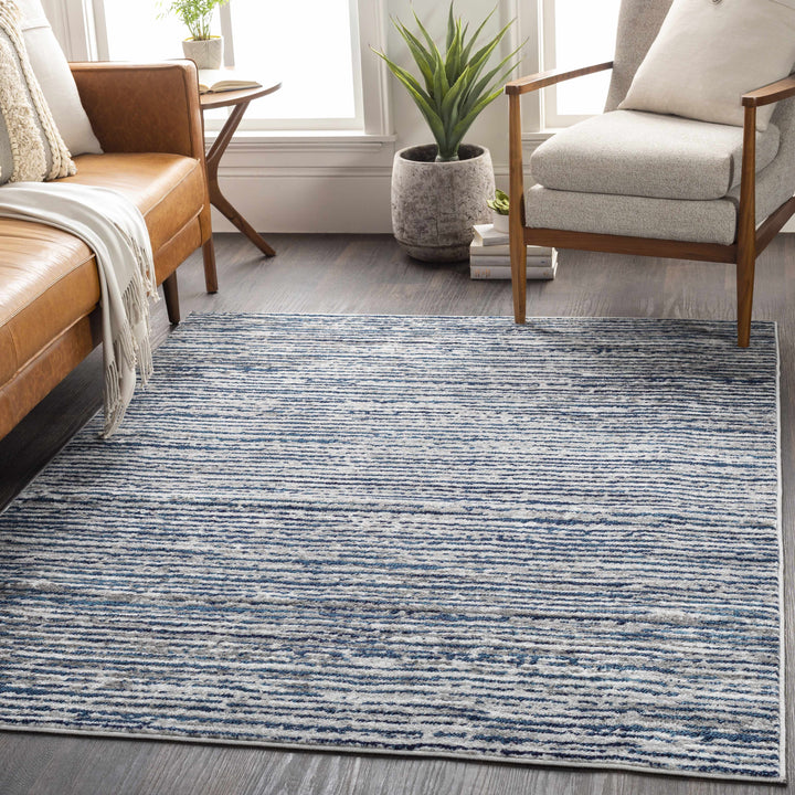 Bowmansdale Modern Style Blue And Ivory Area Rug
