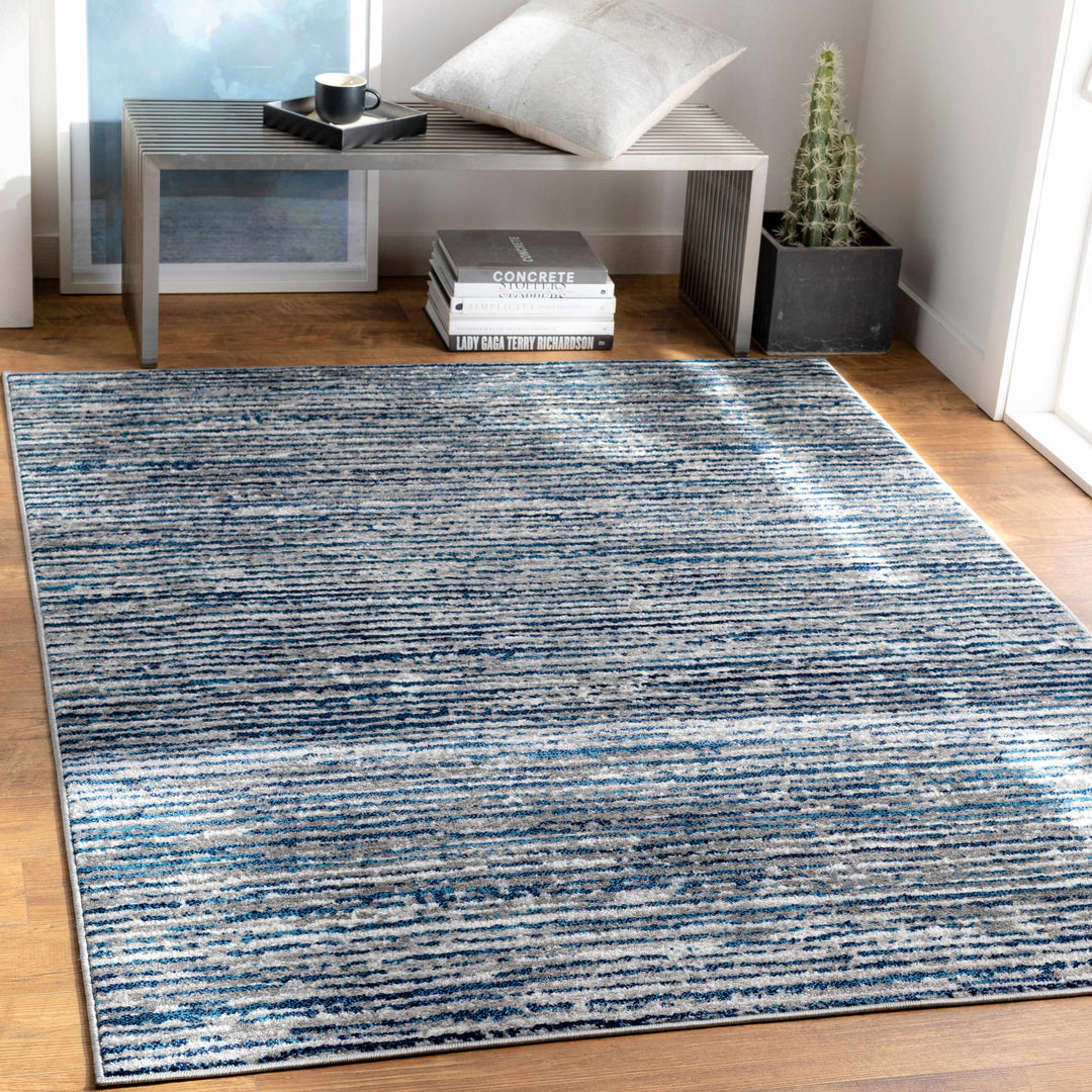 Bowmansdale Modern Style Blue And Ivory Area Rug