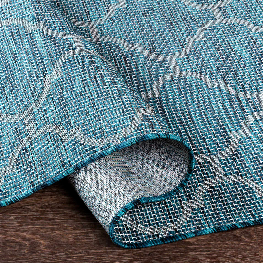 Bowraville Teal Modern Geometrical Design Outdoor Area Rug - The Rug Decor