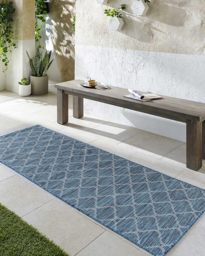 Bowraville Teal Modern Geometrical Design Outdoor Area Rug - The Rug Decor