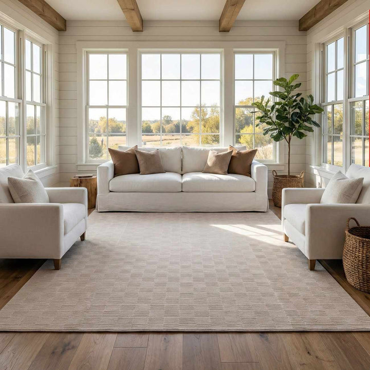 Kazuma White Contemporary Style Washable Area Rug