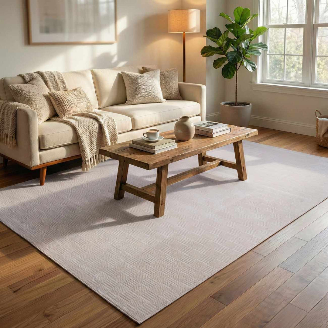 Kazuma White Contemporary Style Washable Area Rug