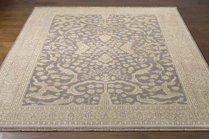 Bradfordsville Traditional Style Cream And Gray Hand Knotted Wool Rug - The Rug Decor