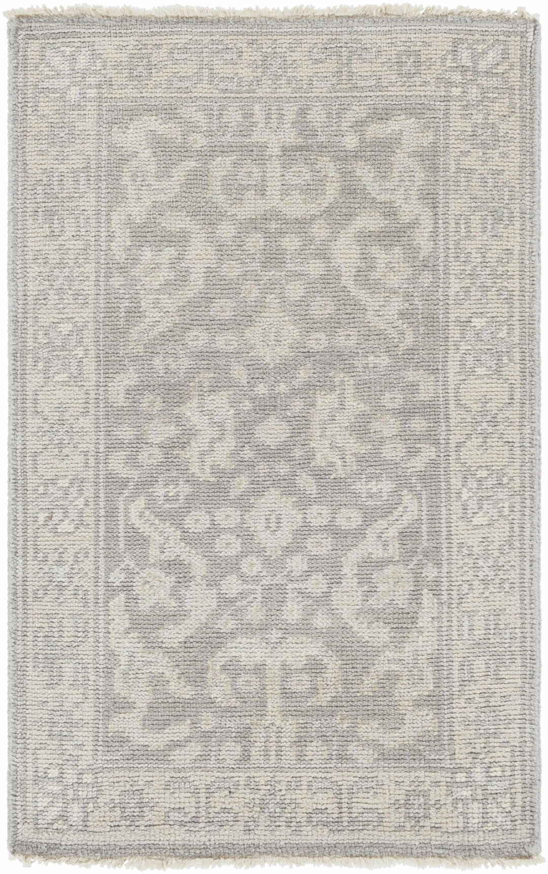 Bradfordsville Traditional Style Cream And Gray Hand Knotted Wool Rug - The Rug Decor