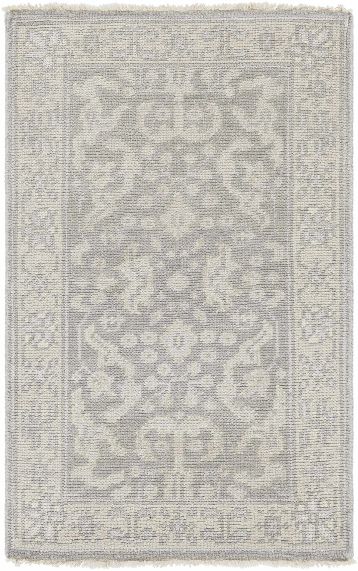 Bradfordsville Traditional Style Cream And Gray Hand Knotted Wool Rug - The Rug Decor